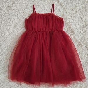 Beautiful Girl's Art Class Vibrant Red Holiday Tool Dress, Sz Med